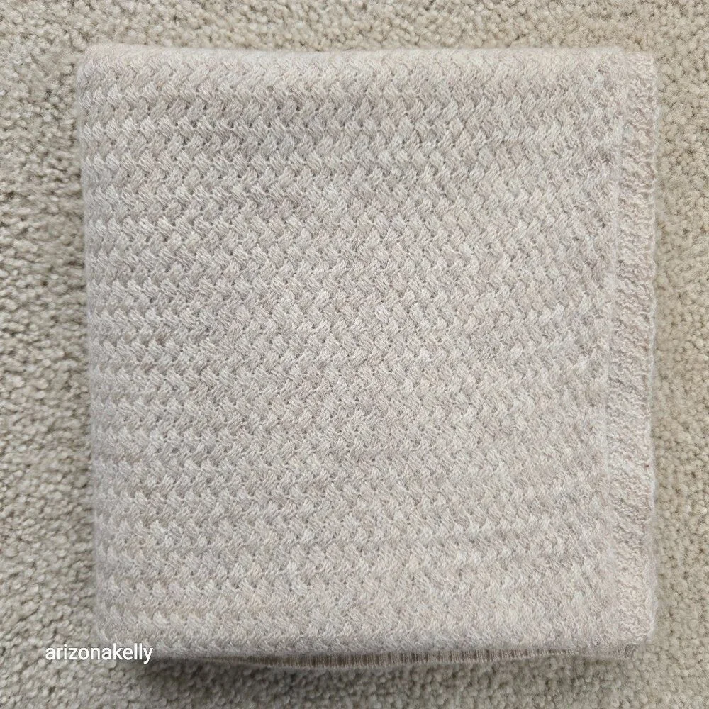 Wool Cashmere Basketweave Tan Oatmeal Scarf Daks
